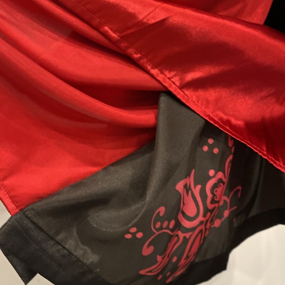 La Senza Red & Black Satin Kimono Lingerie Robe Size S/M - Picture 7 of 8